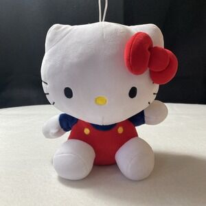 Sanrio‎ Hello Kitty Plush Toy Red Overalls Bow 9" Fiesta Stuffed Cat K01743